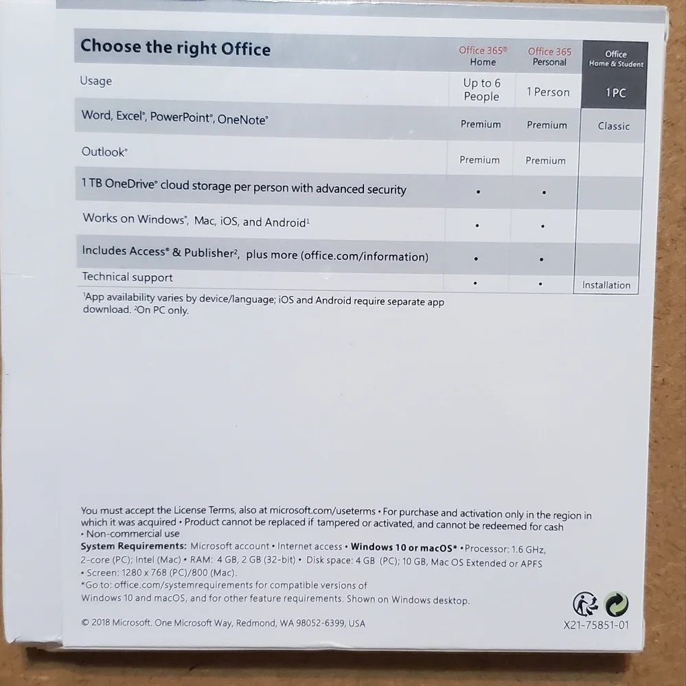 NWT- Microsoft office 2019 Home & Student.